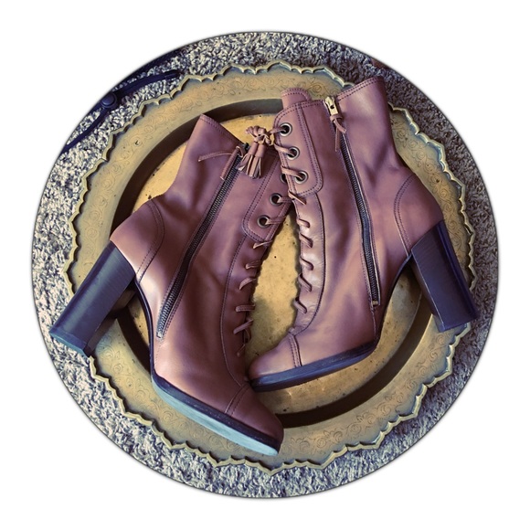 Miu Miu Brown Leather laceup Tall Ankle Booties 39 - Picture 3 of 8